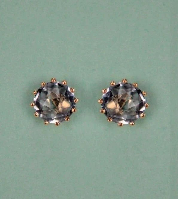 14k Solid Yellow Gold 6mm Round Birthstone Push Back Earrings