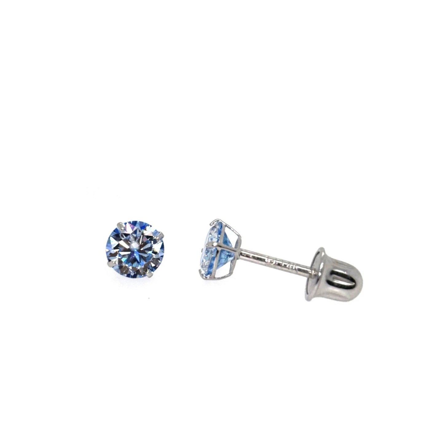 14K Gold GRA Certified D-VVS1 Ocean Moissanite Screw Back Studs Earrings