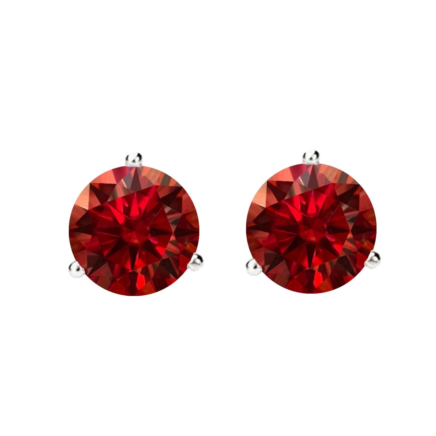 14KGold GRACertifiedD-VVS1 Garnet Moissanite Martini PushBack Stud Earrings
