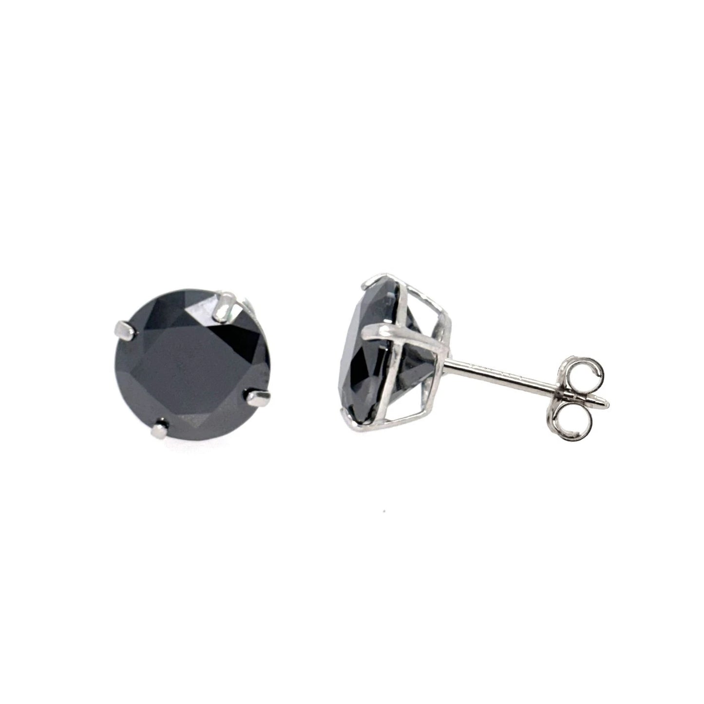 14K Gold GRA Certified D-VVS1 Lab-Created Black Moissanite Push Back Studs Earrings
