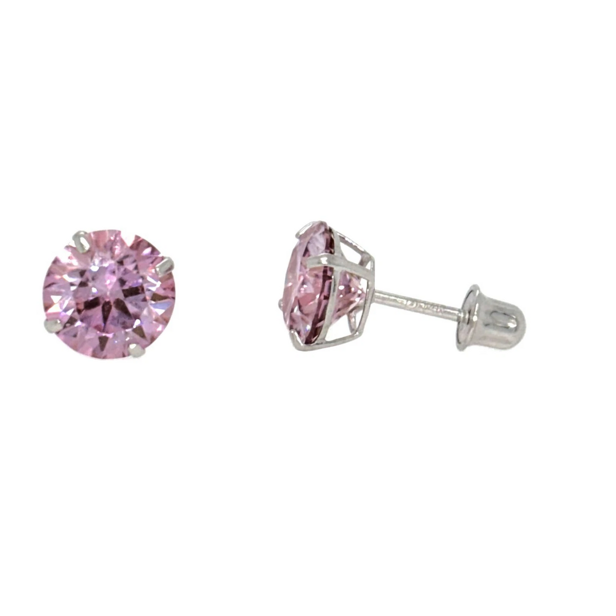 Gold 14K GRA Certified D-VVS1 Round Moissanite Screw Back Studs Earrings