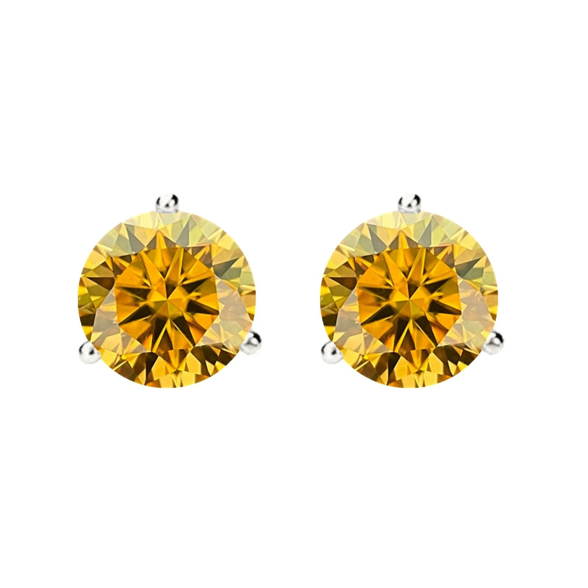 14KGold GRACertifiedD-VVS1 Yellow Moissanite Martini PushBack Stud Earrings