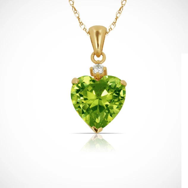 14K Yellow Gold Classic Heart Shaped Simulated CZ Pendant for Women