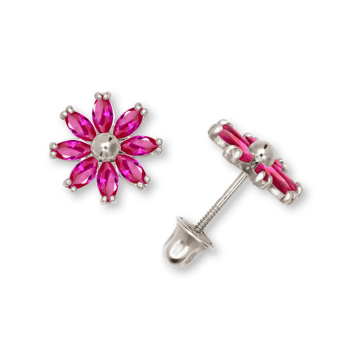 14K Yellow & White Gold Flower Pretty Earrings for Women