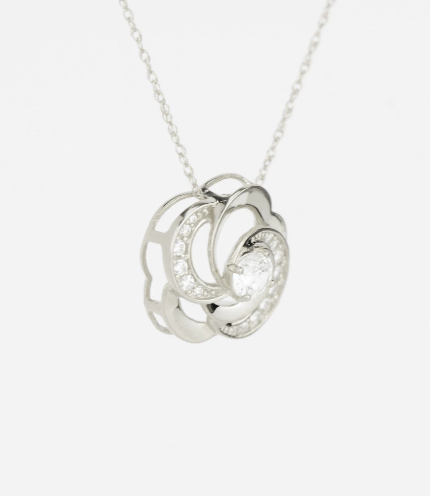 14k Yellow and White Gold CZ Flower Pendant