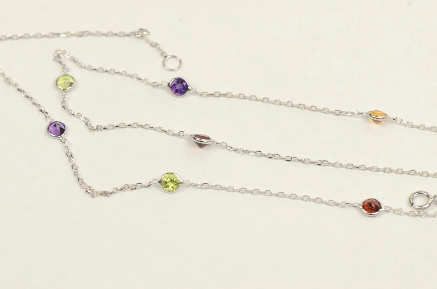 14k White Gold Multicolor Cubic Zirconia CZ by the yard 18" Necklace