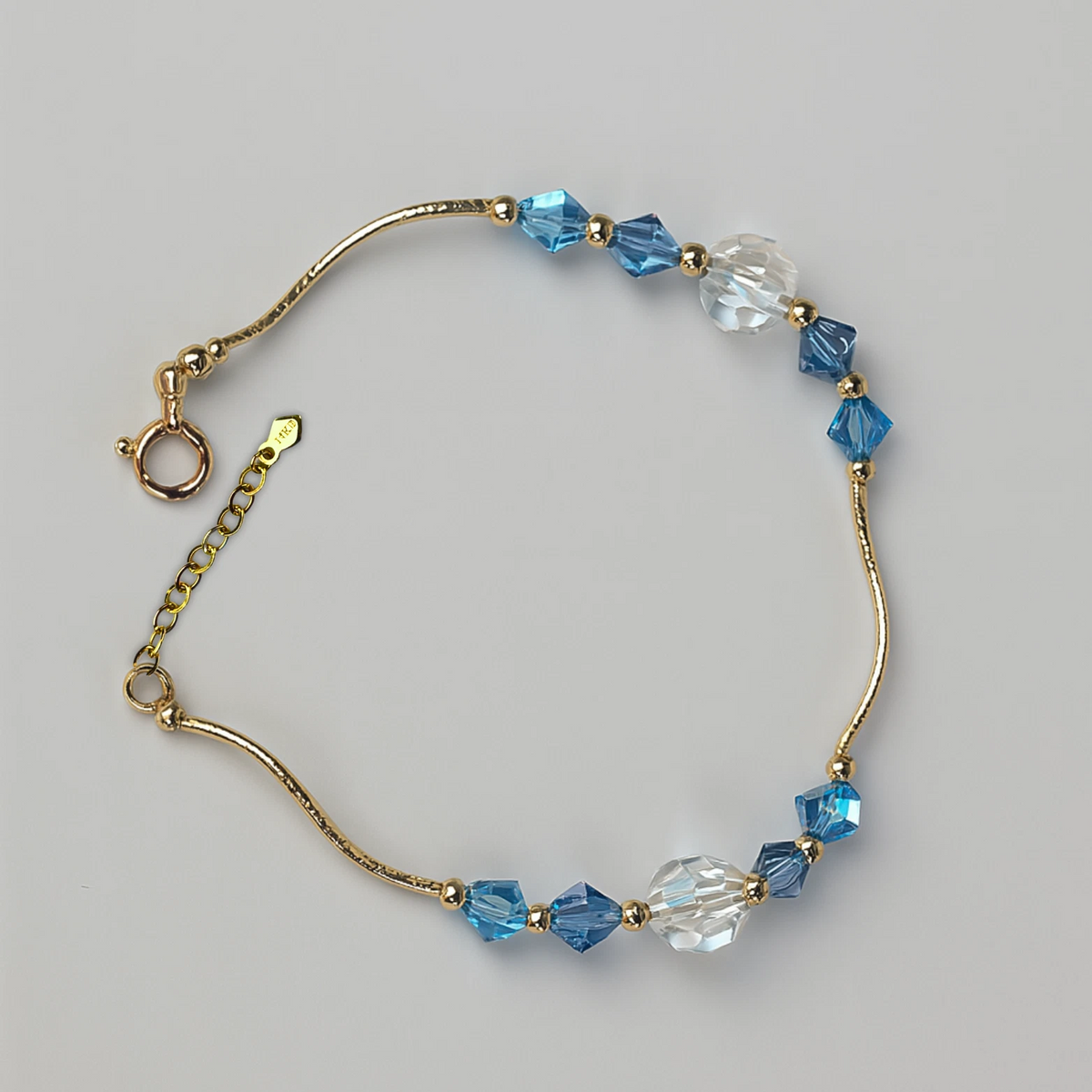 14K Yellow Gold Elegant Crystals Bracelet Kids Baby Girls & Boy -With Extension