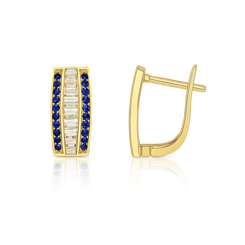 14k Yellow Gold CZ Beautiful Leverback Earrings for Women