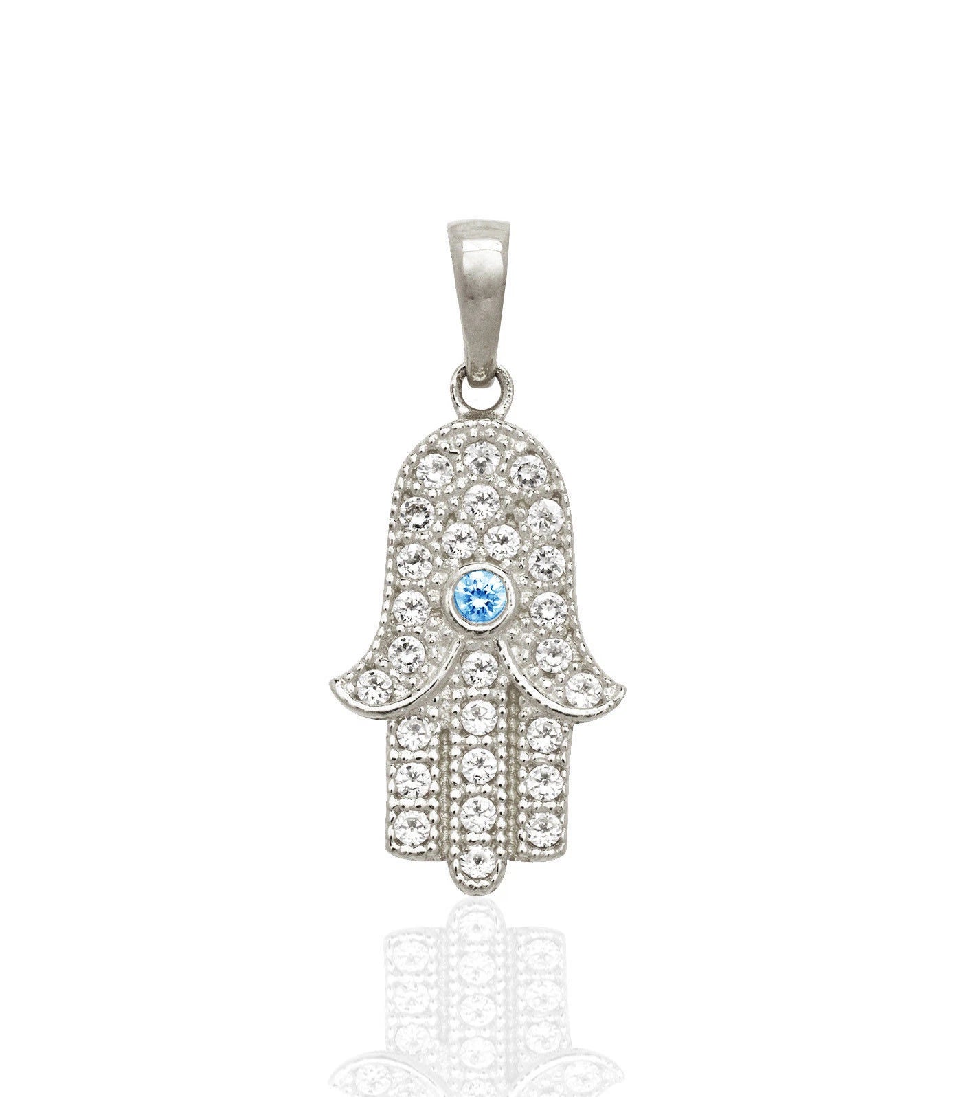 14k Yellow or White Gold Cz Hamsa Pendant