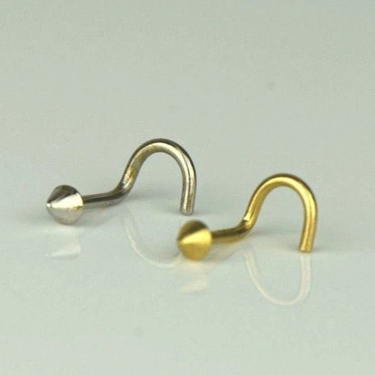14k Yellow or White Gold Cone Nose Piercing Stud