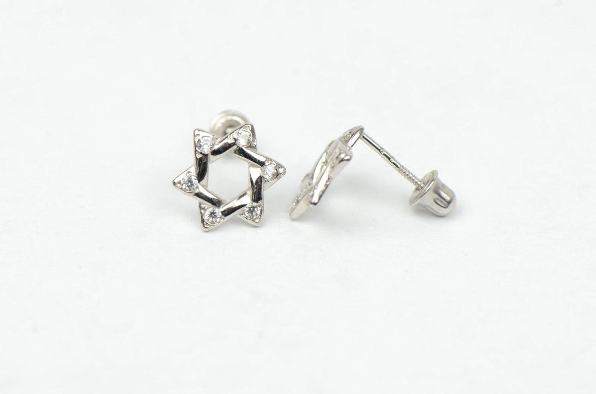 14k Yellow Gold Star of David Stud Earrings
