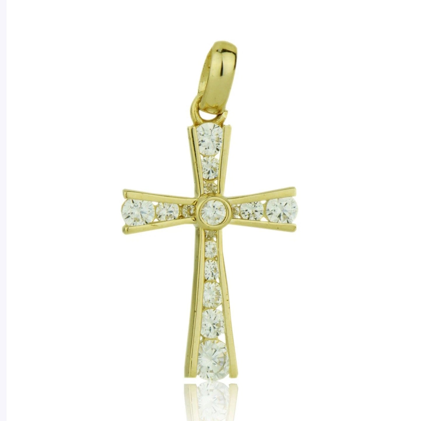 14k Yellow or White Gold Cz Cross Pendant for Women