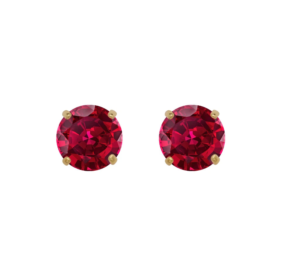 14K Yellow Gold Beautiful 5mm Round Birthstone Stud Push Back Earrings for Women