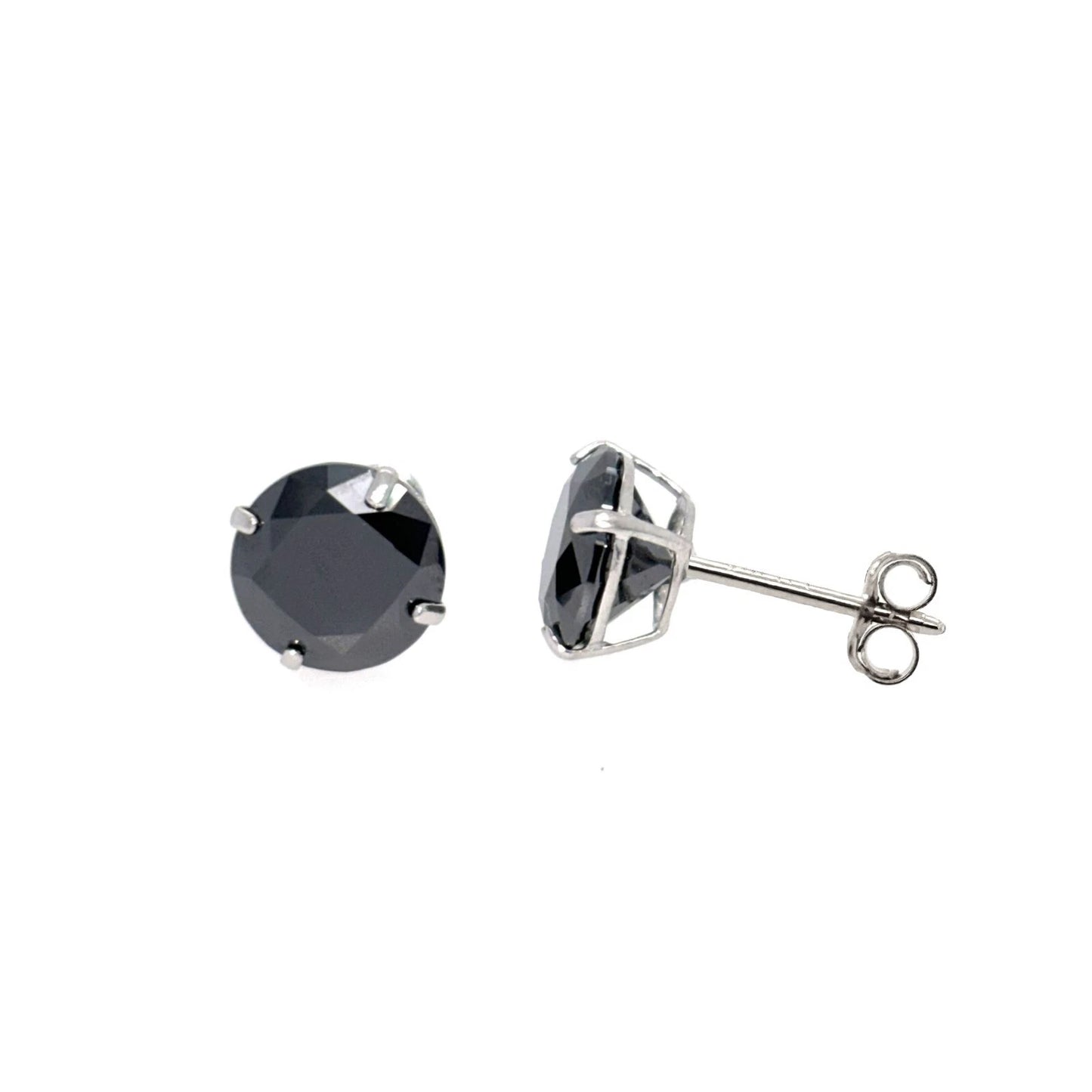 14K Gold GRA Certified D-VVS1 Lab-Created Black Moissanite Push Back Studs Earrings