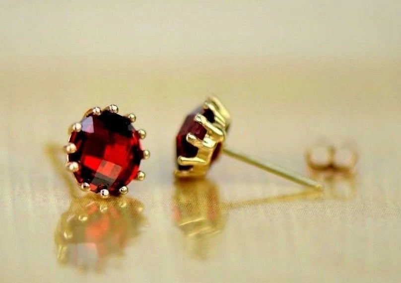 14k Solid Yellow Gold 6mm Round Birthstone Push Back Earrings