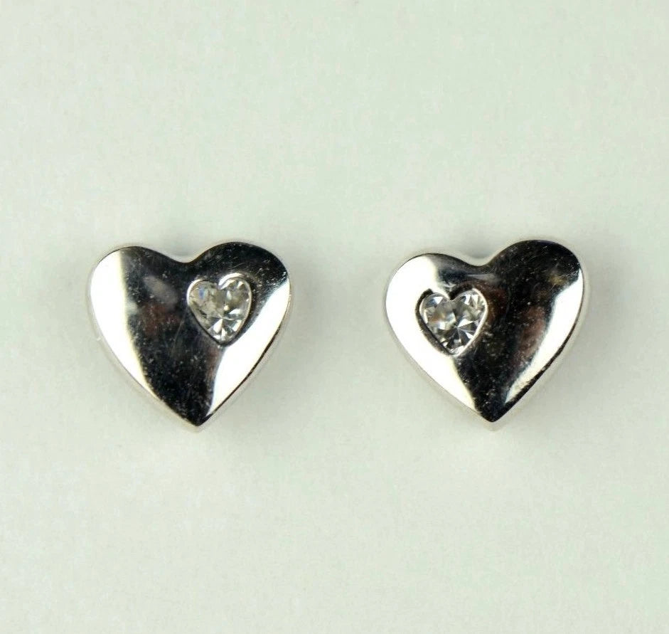14K White or Yellow Gold Heart One Side Stone Shape CZ Stud Earrings