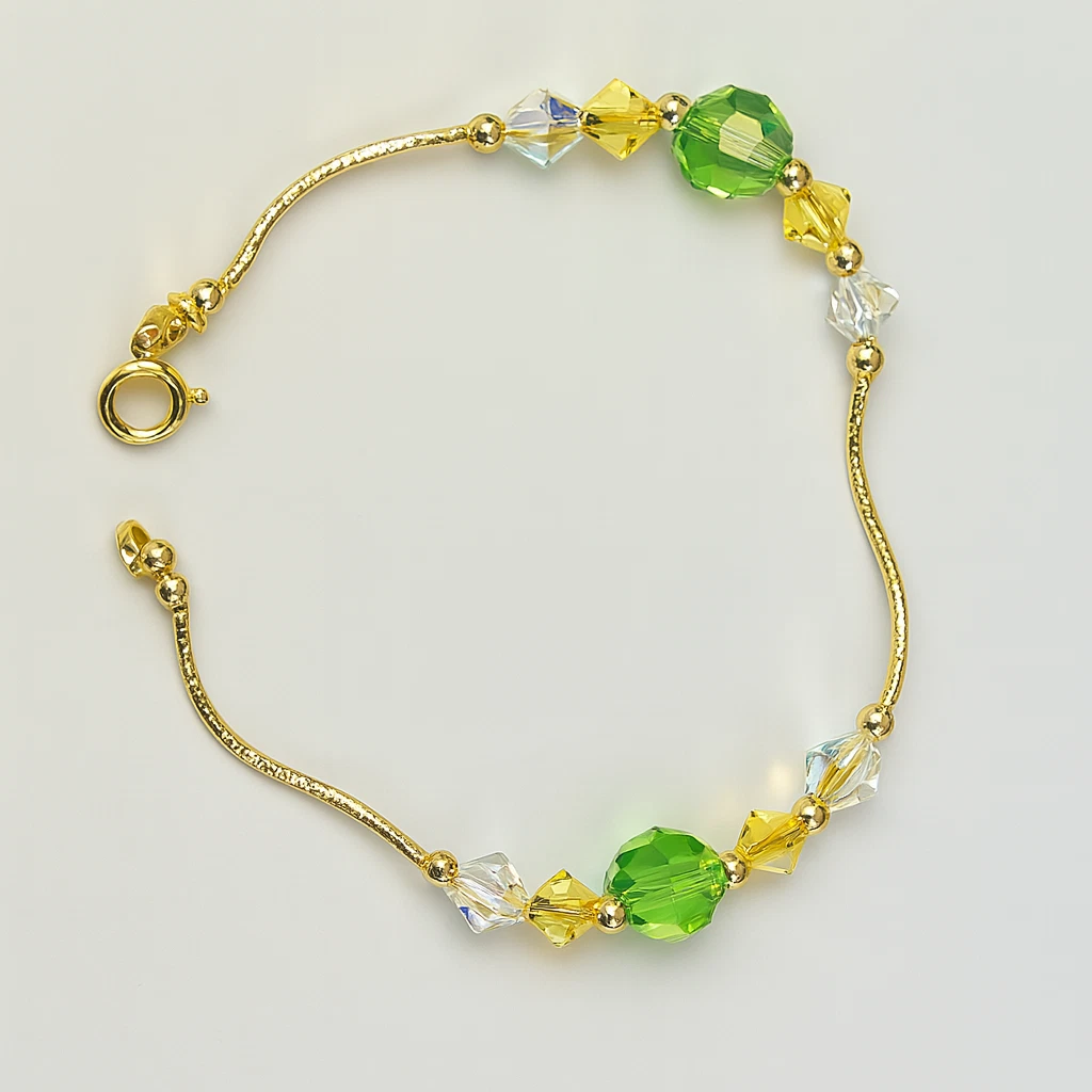14K Yellow Gold Crystals Elegant Bracelet Kids Baby Girls & Boy