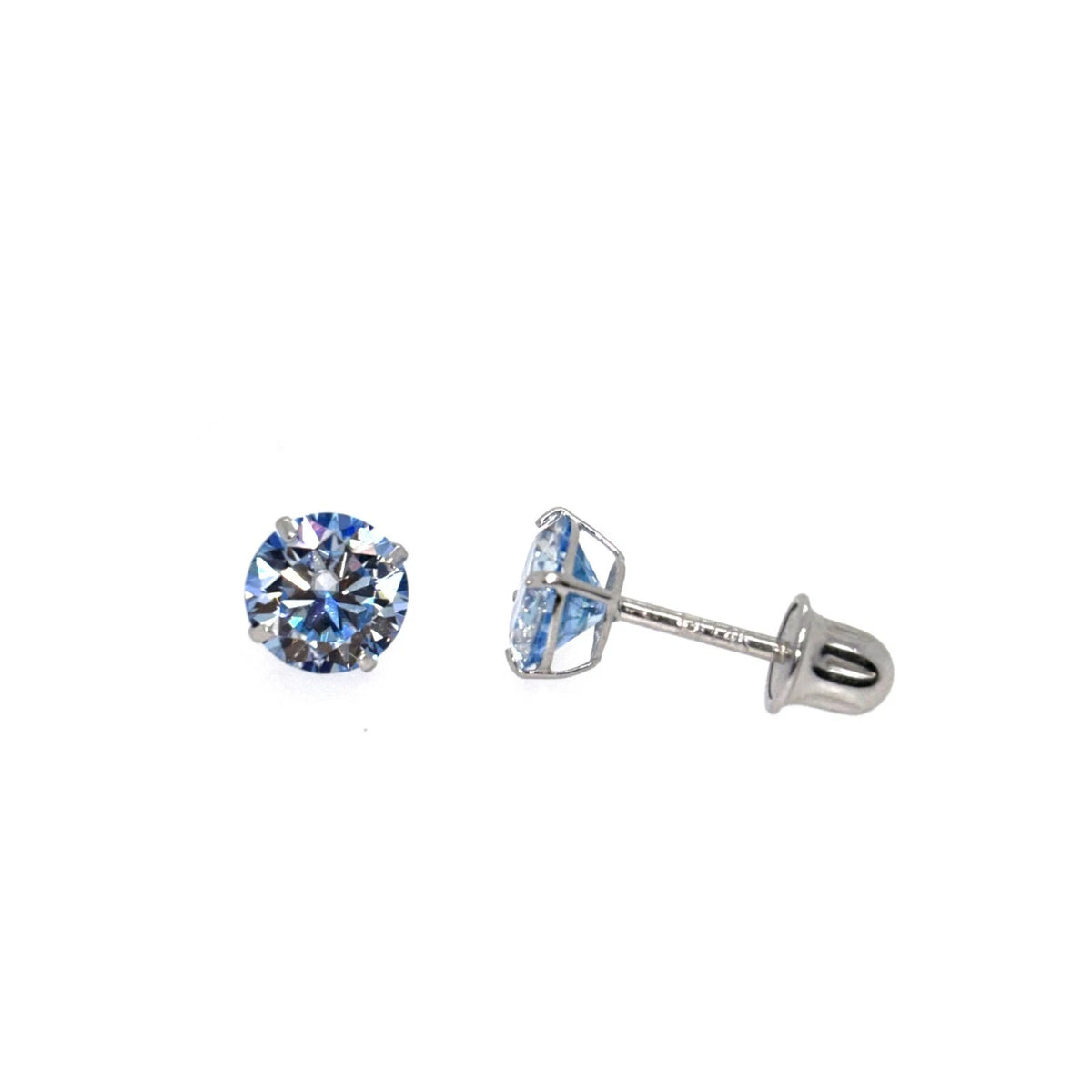 14K Gold GRA Certified D-VVS1 Ocean Moissanite Screw Back Studs Earrings