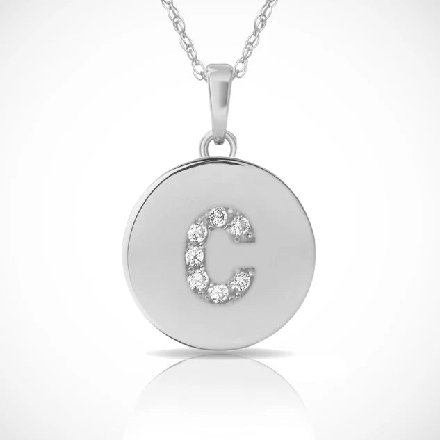14k Yellow / White & Rose Gold Letter Initial CZ Pendant For Women