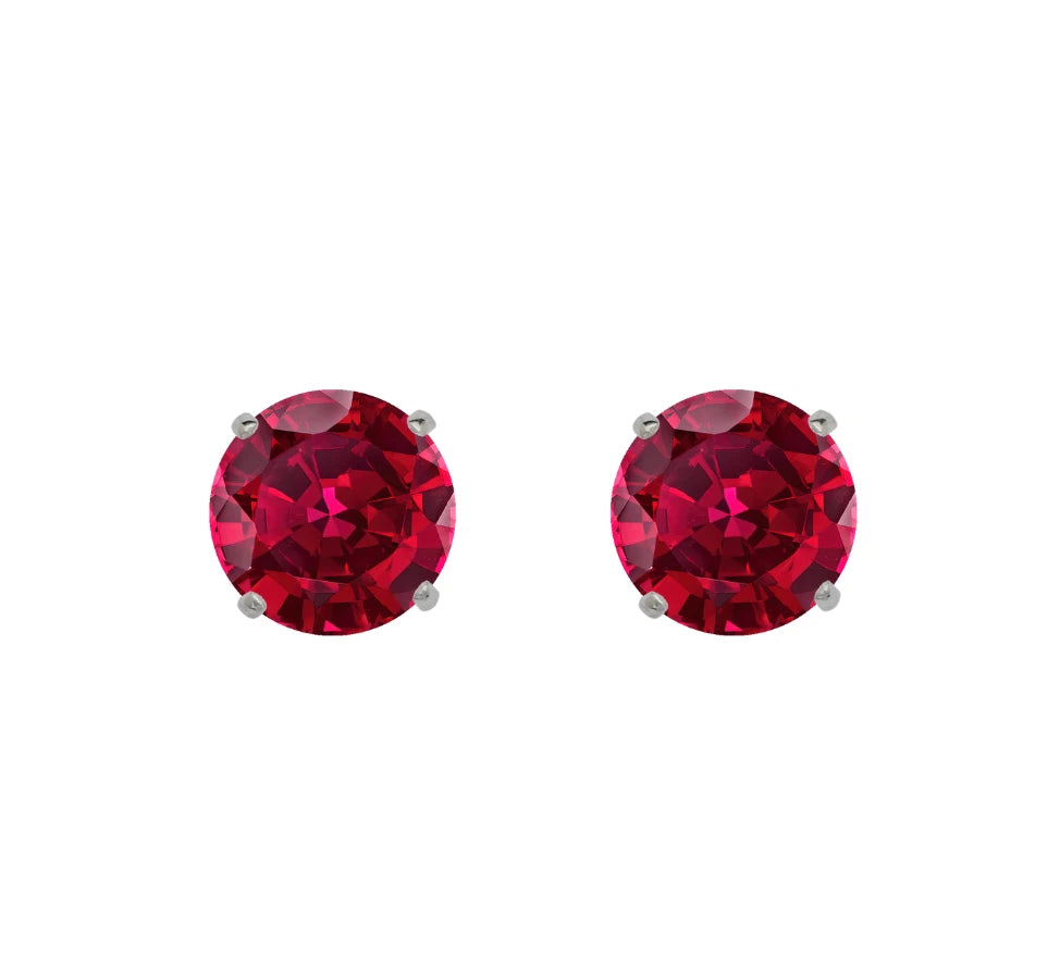 14K Solid White Gold 3mm Round Birthstone Stud Earrings with screw back