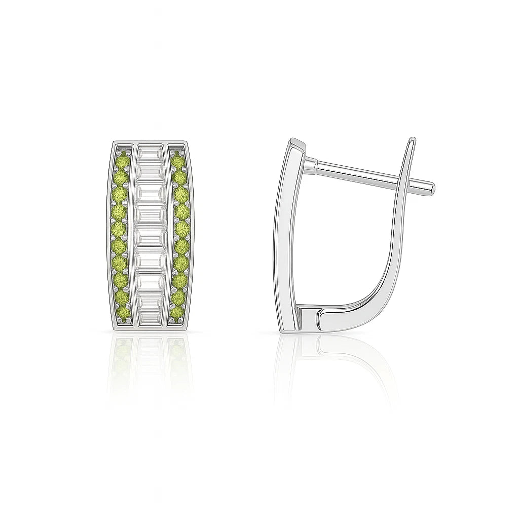 14k White Gold CZ Beautiful Leverback Earrings for Women
