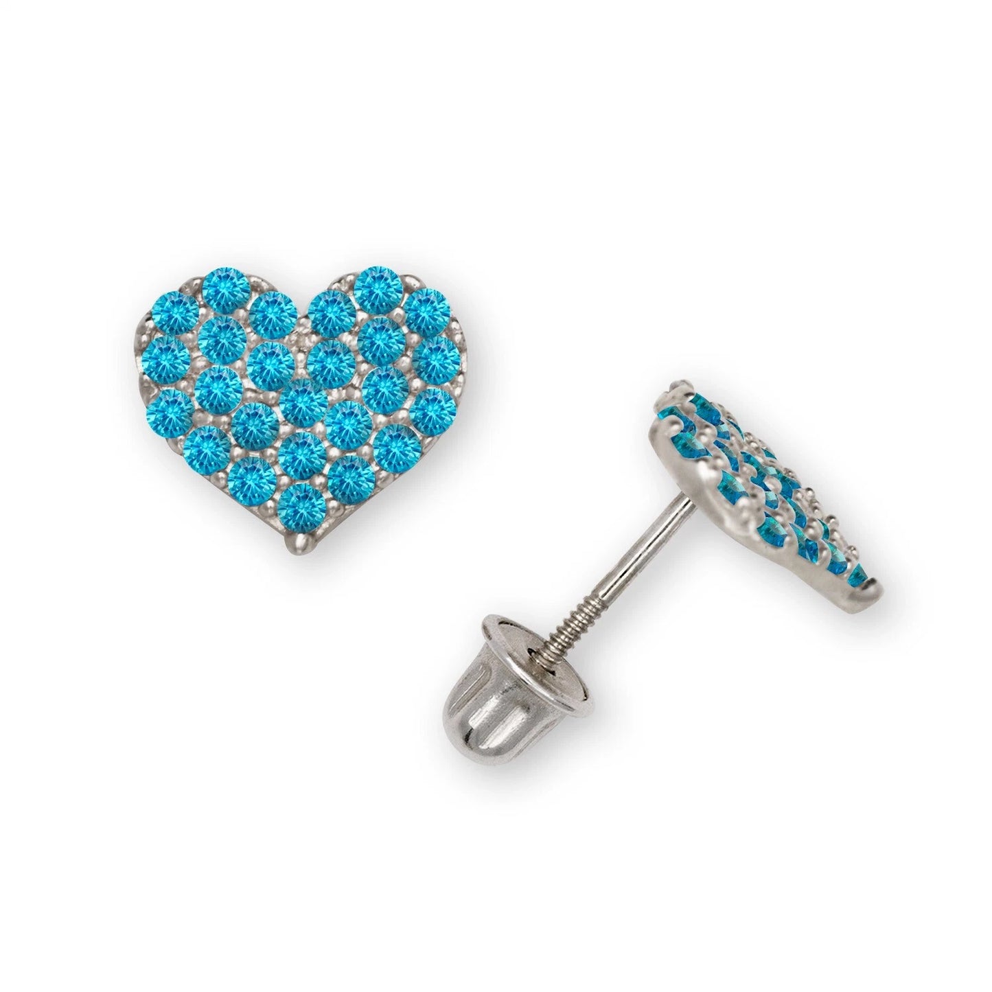 14K Yellow & White Gold Beautiful CZ Heart Shaped Stud Earrings