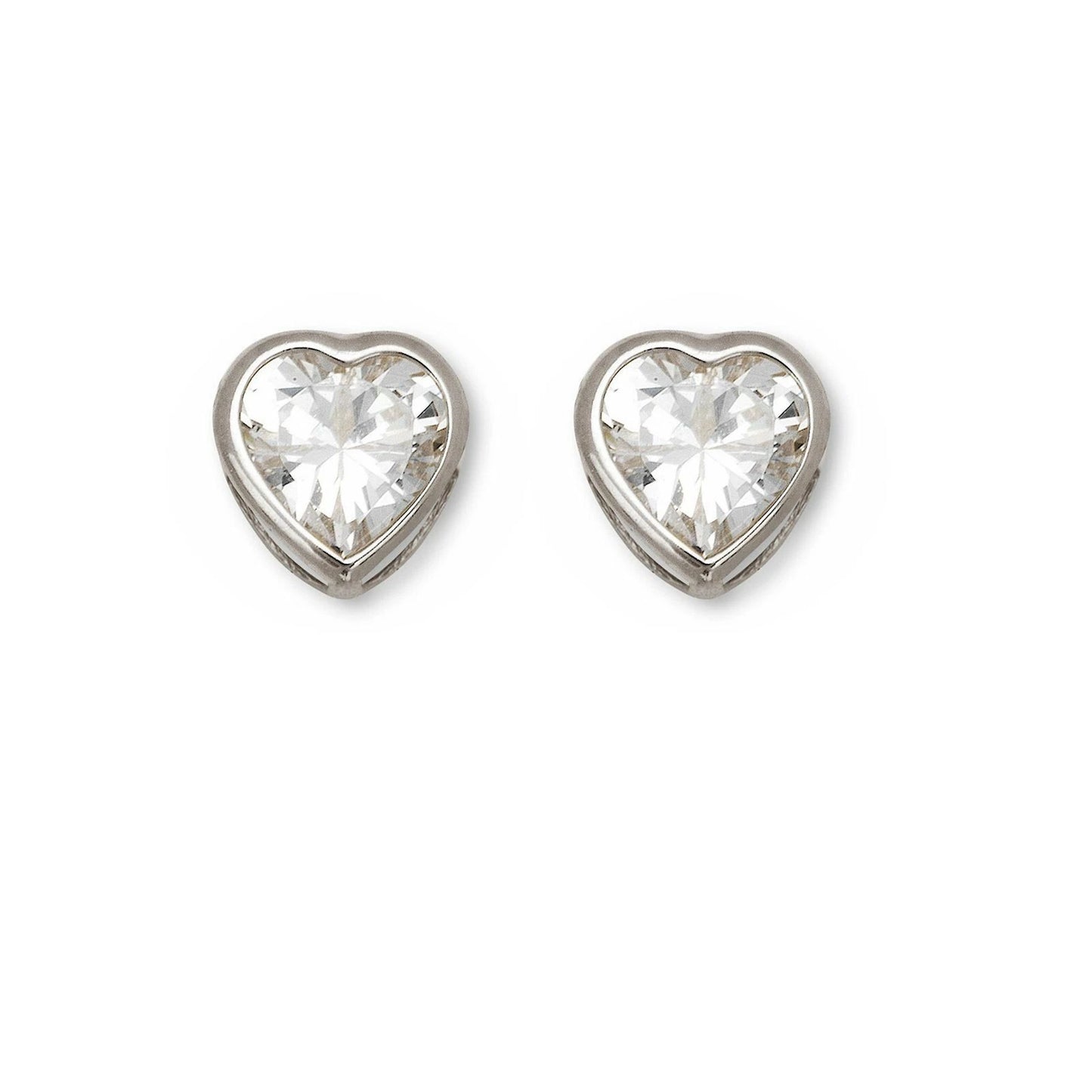 14k Solid White Gold Heart Birthstone Stud Earrings 6mm X 6mm
