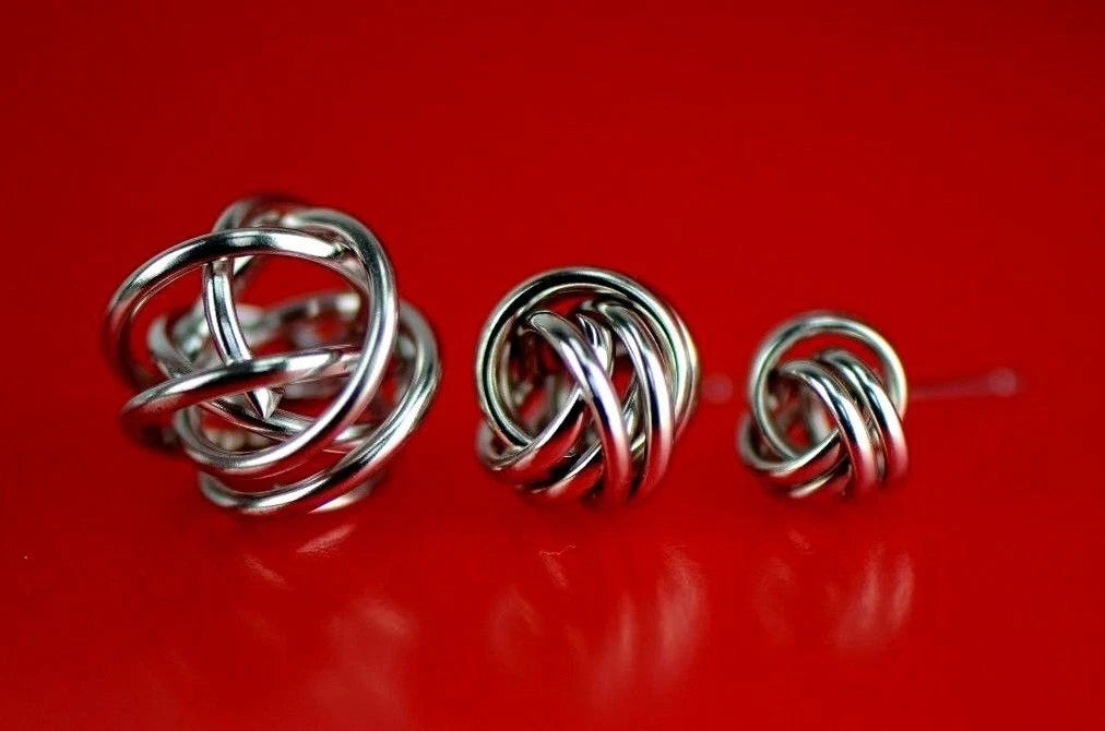 14K Yellow and White Gold Polished Love Knot Stud Earrings
