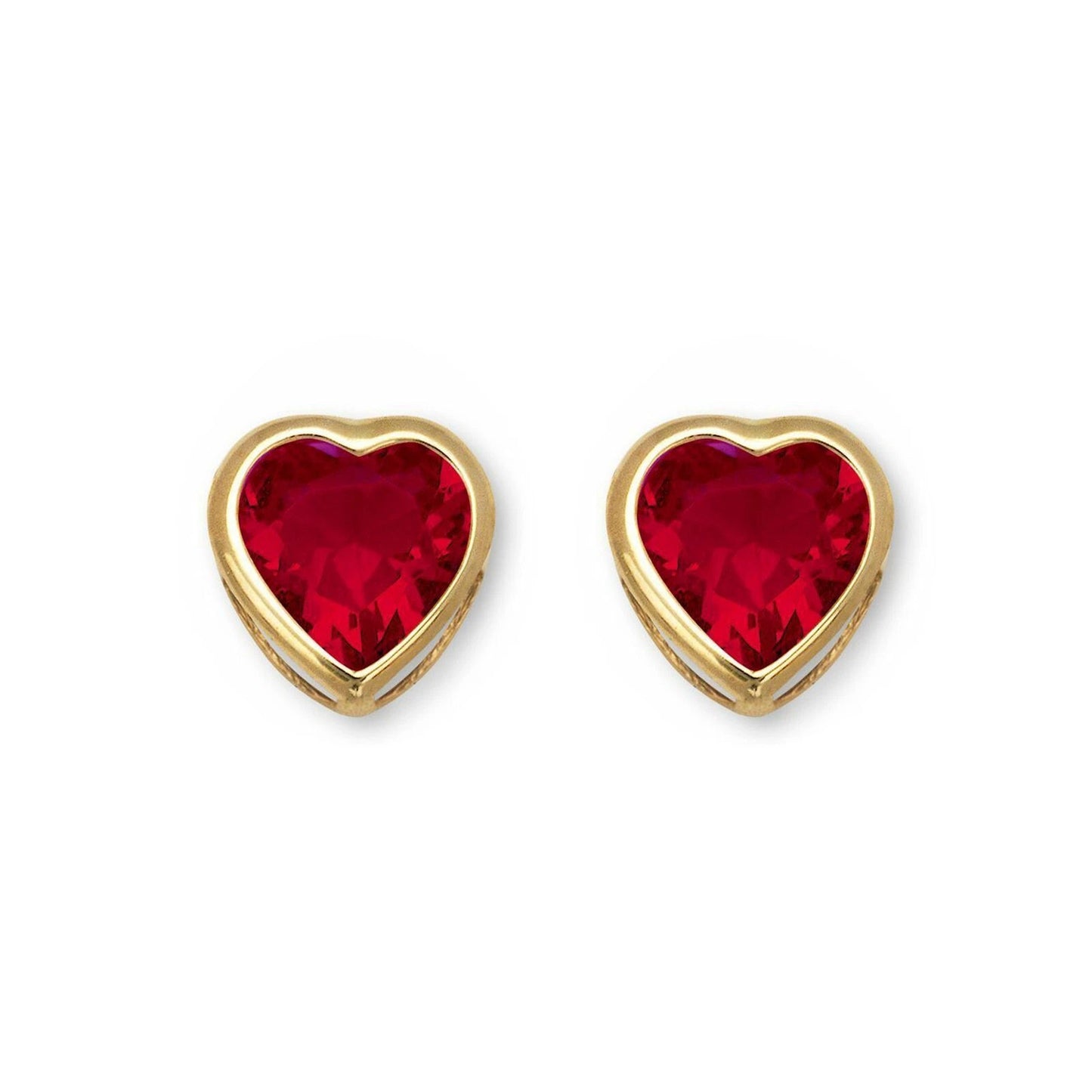 14K Solid Yellow Gold Heart Stud Earrings Birthstone 6mm x 6mm