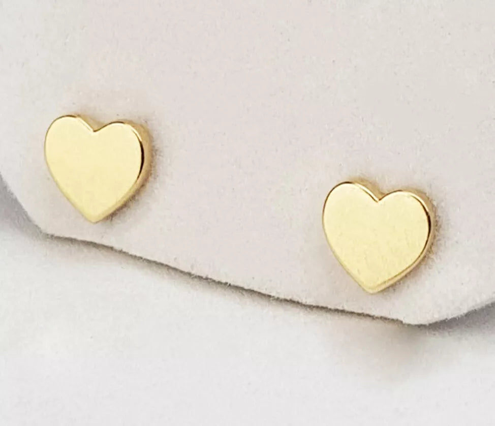 14K Yellow / White / Rose Gold Heart Stud Earrings