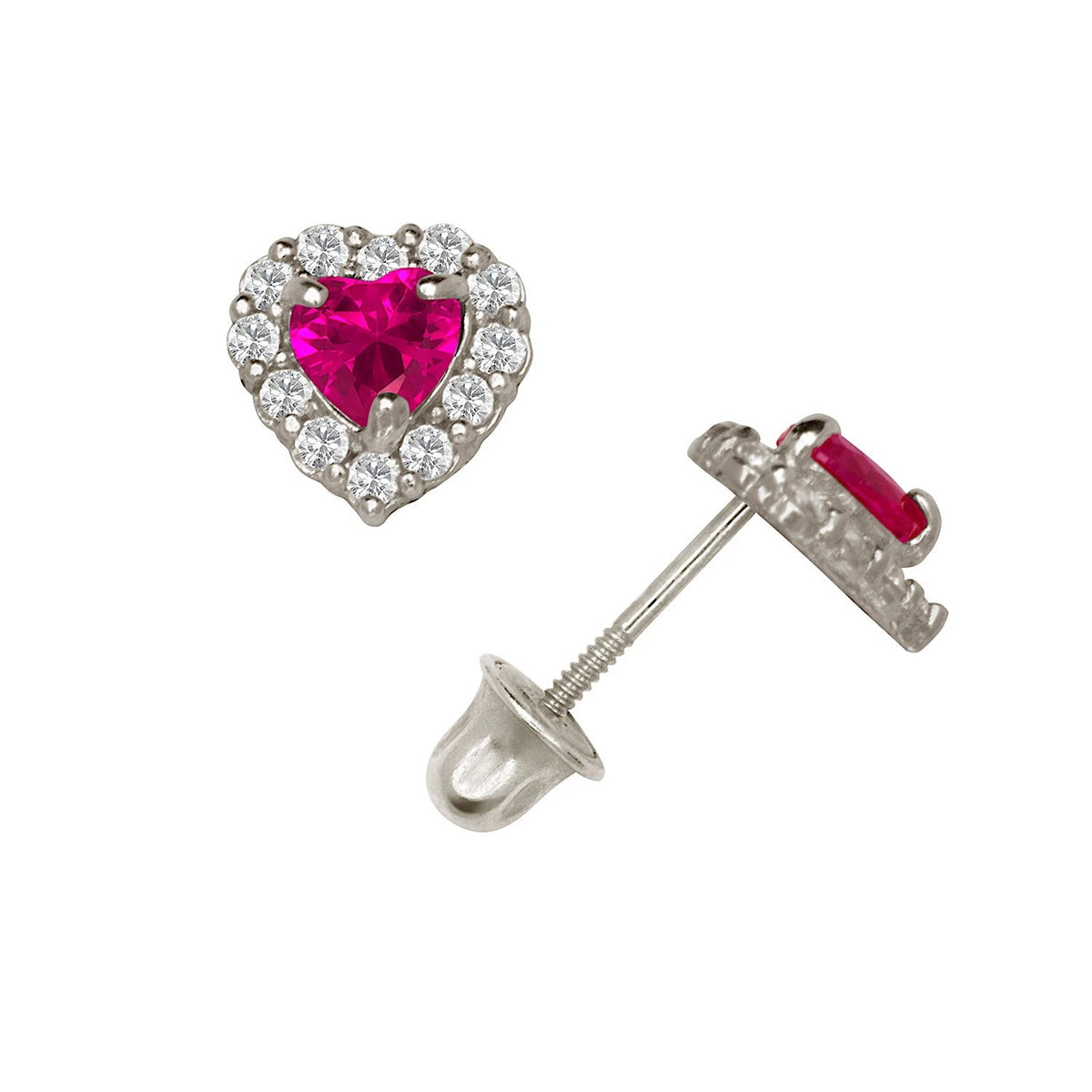 14K Yellow & White Gold Large Gorgeous CZ Heart Shaped Stud Earrings for Women