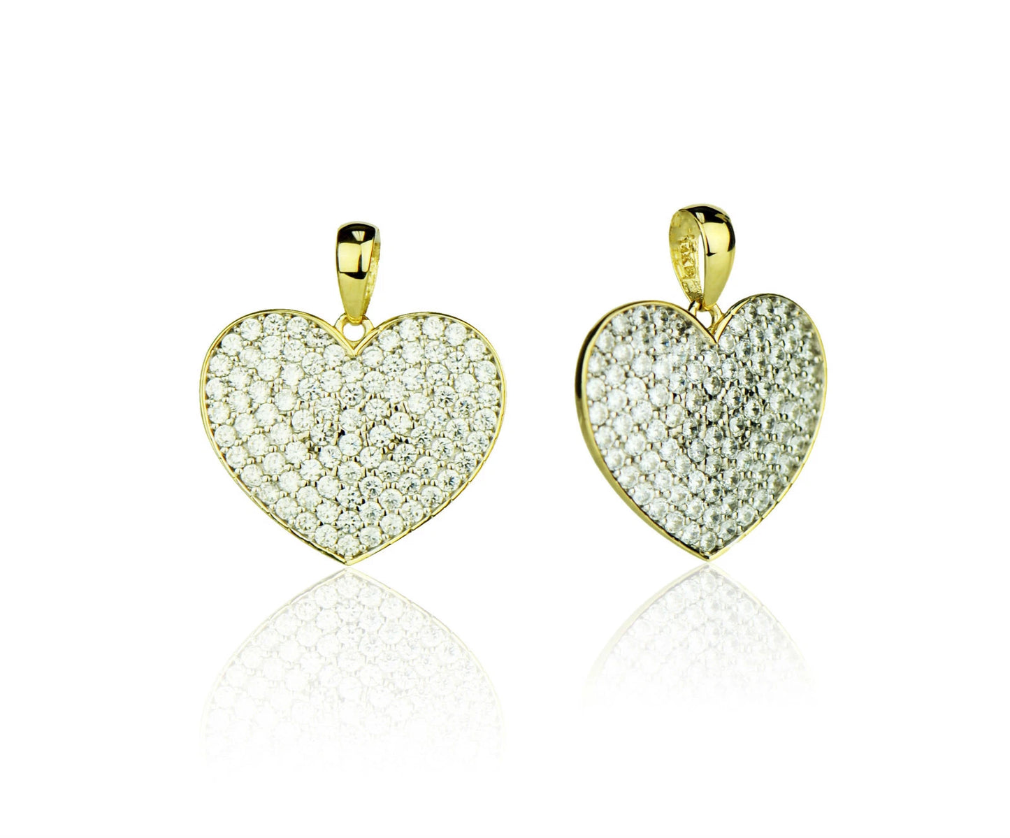 14k Yellow Gold Cz Heart Pendant