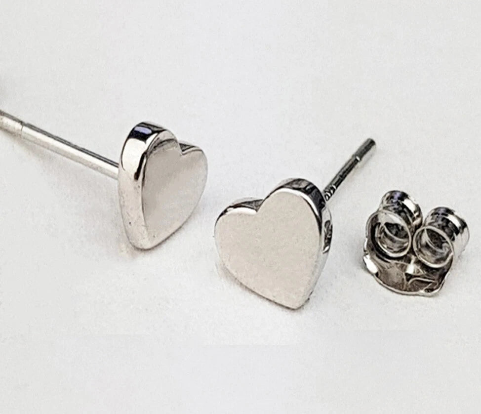 14K Yellow / White / Rose Gold Heart Stud Earrings
