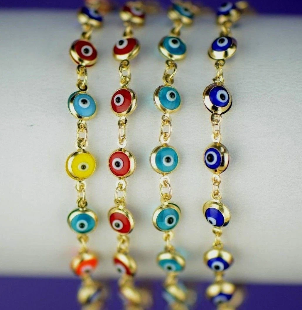 14k Gold Yellow Evil Eye Bracelet