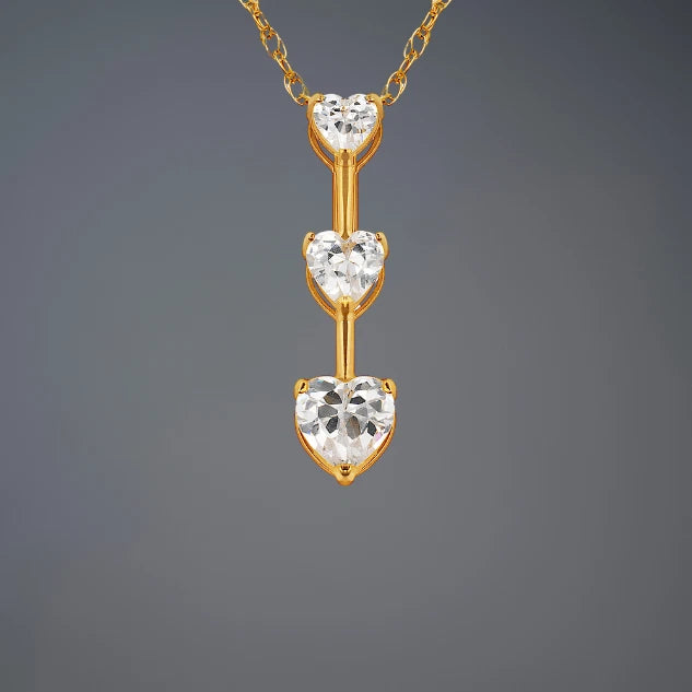 14K Yellow & White Gold Heart Pendant For Women
