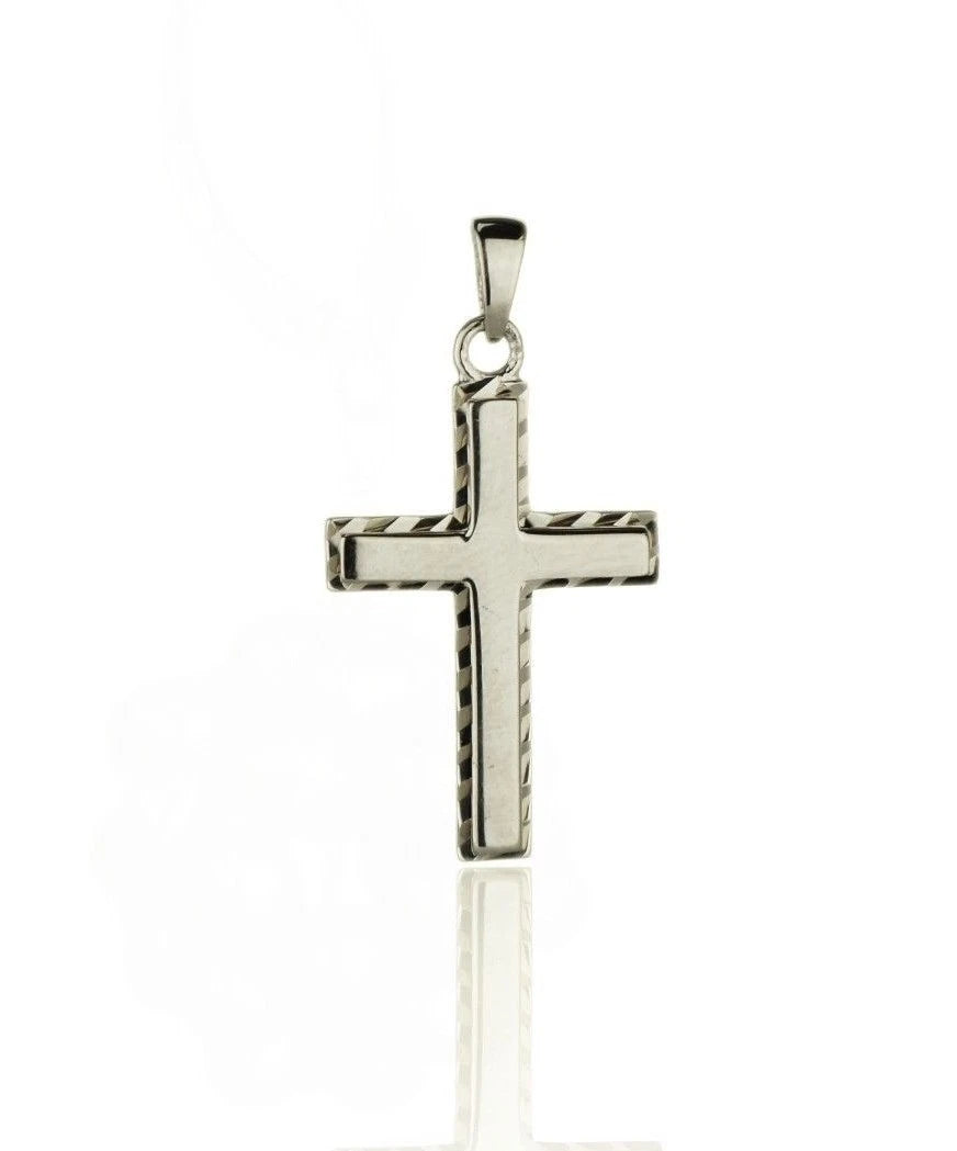 14k Yellow and White Gold Diamond Cut Cross Pendants