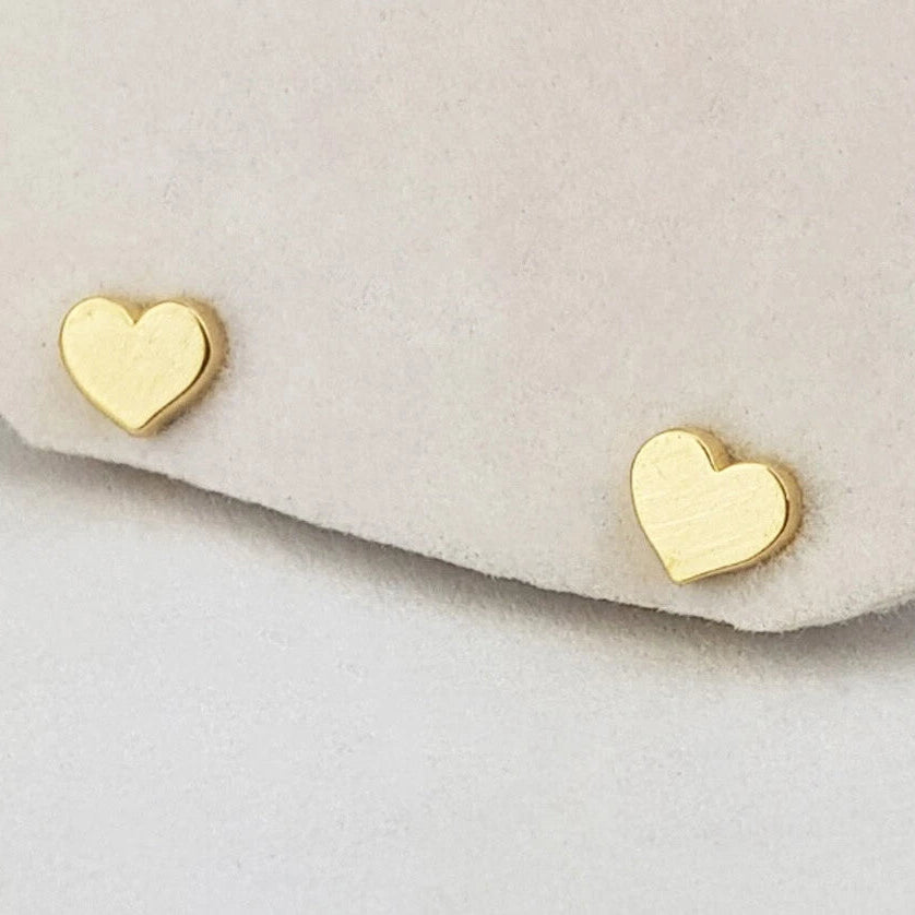 14K Yellow / White / Rose Gold Heart Stud Earrings