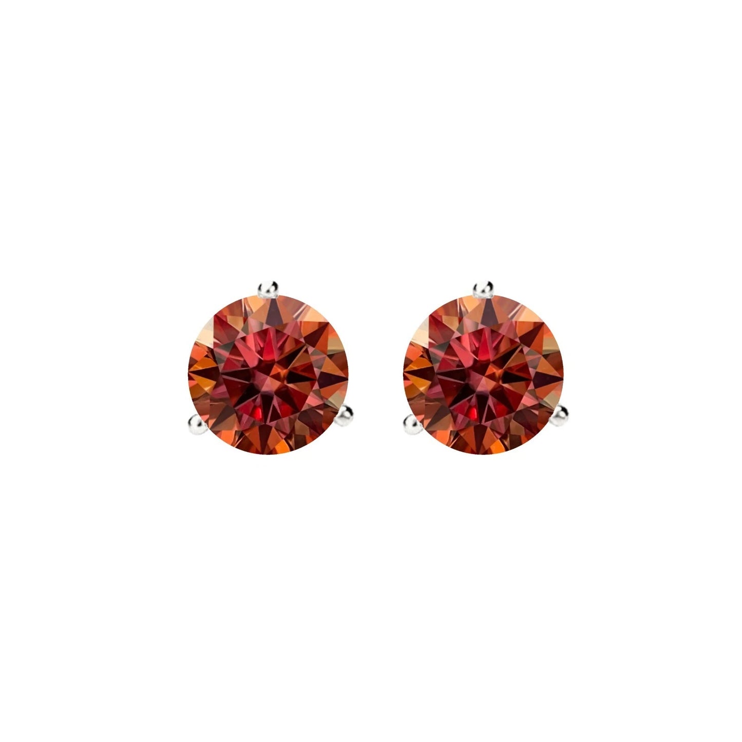 14KGold GRACertifiedD-VVS1 Watermelon Red Moissanite Push Back Stud Earrings