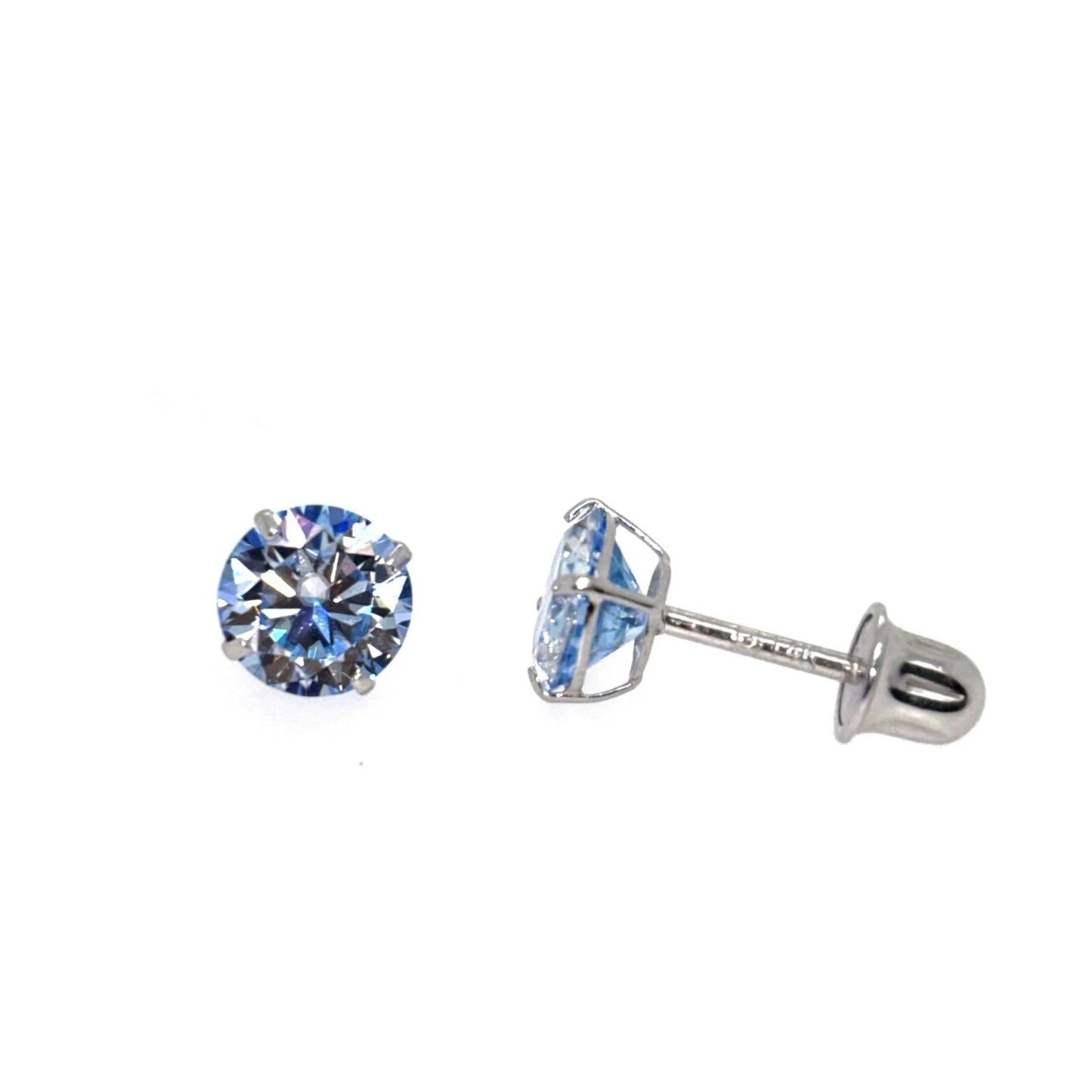 14K Gold GRA Certified D-VVS1 Ocean Moissanite Screw Back Studs Earrings