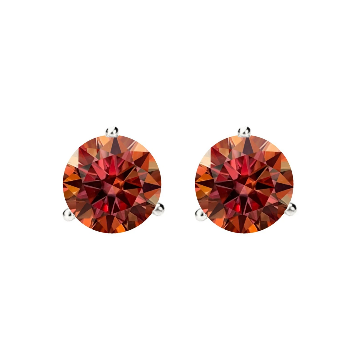14K Gold GRA CertifiedD-VVS1 Watermelon Red Moissanite Screw Back Stud Earrings