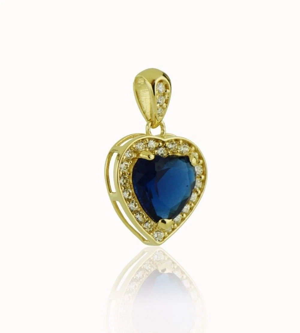 14k Yellow Gold CZ Halo Heart Pendant