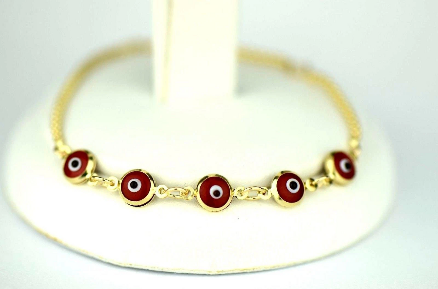 14k Yellow Gold White Gold Evil Eye Bracelet