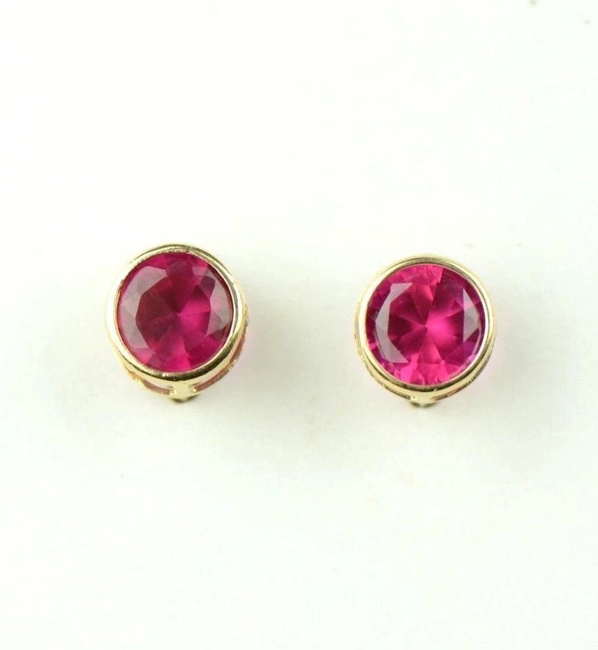 14K Round Bezel Set Yellow Gold Birthstone Earrings