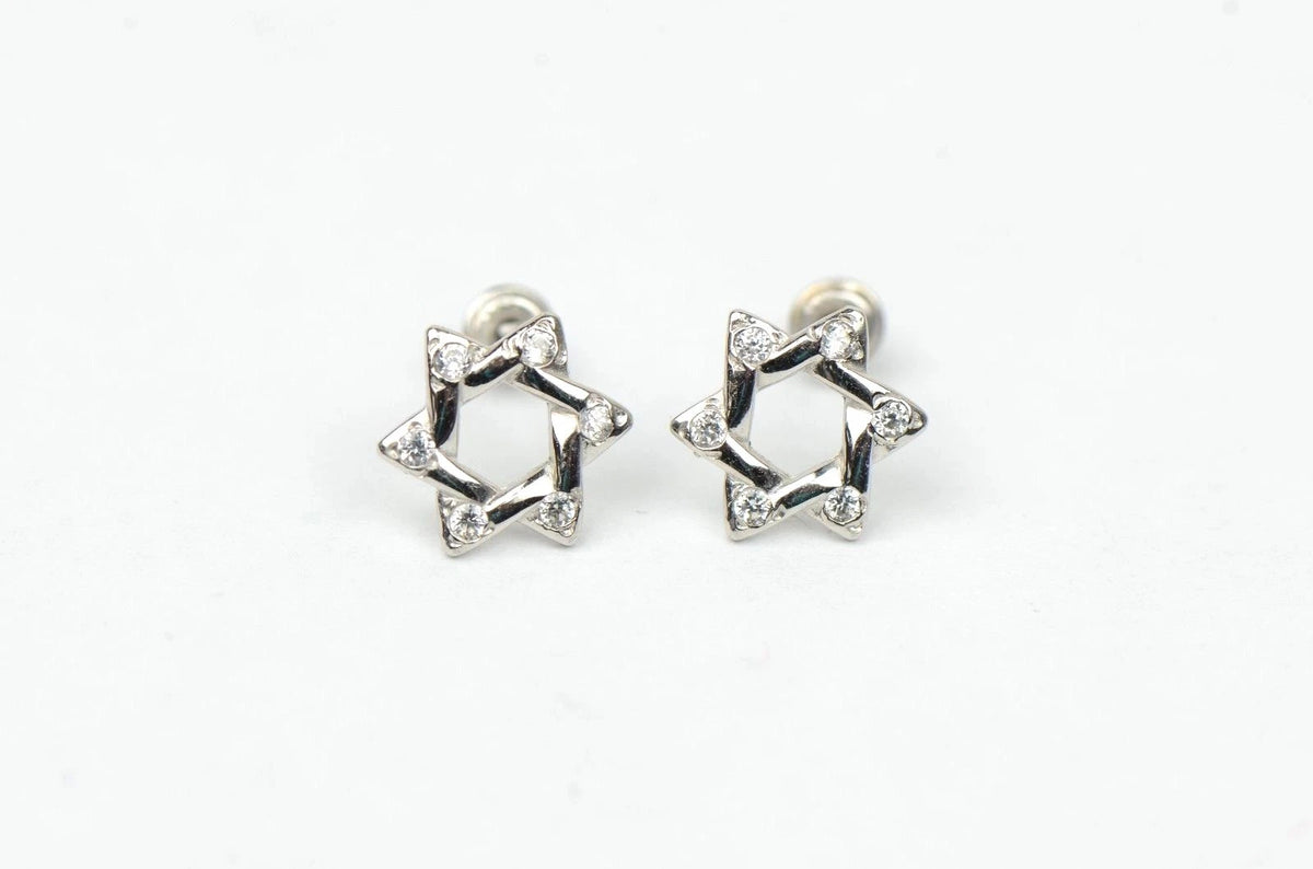 14k Yellow Gold Star of David Stud Earrings
