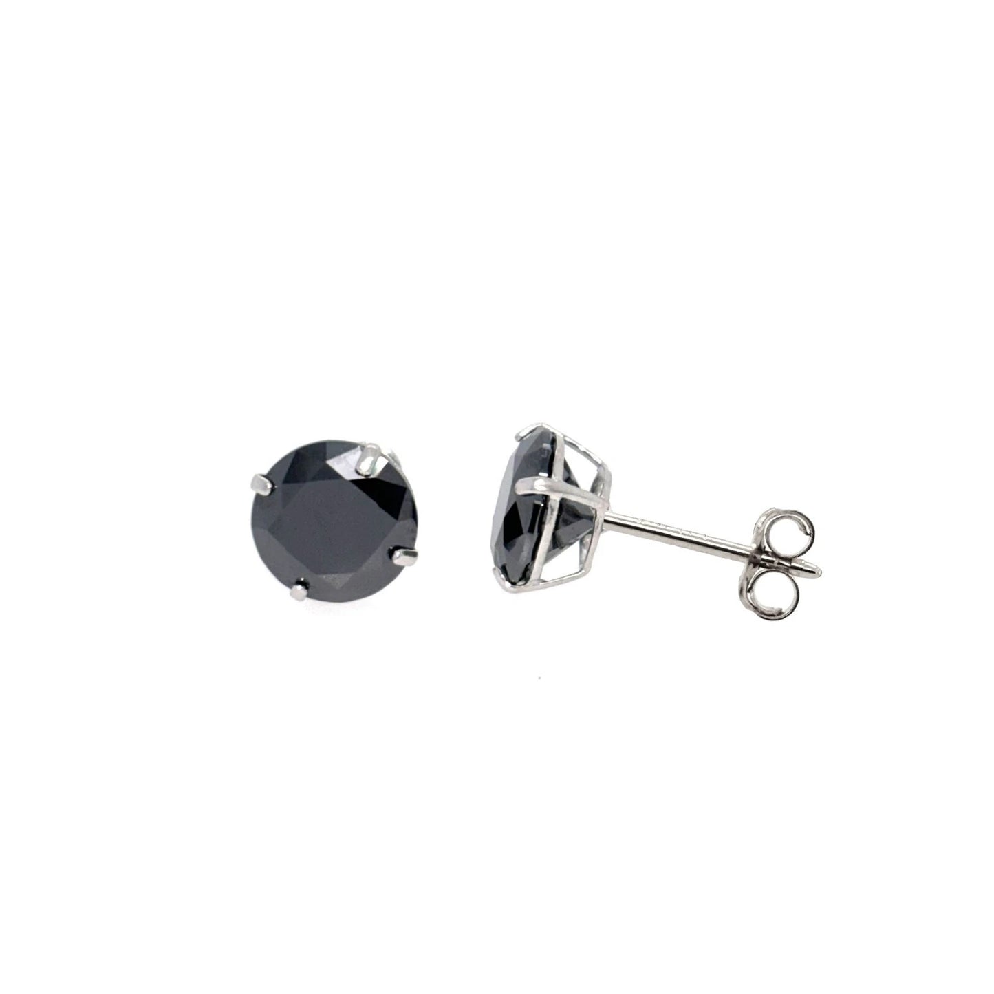 14K Gold GRA Certified D-VVS1 Lab-Created Black Moissanite Push Back Studs Earrings