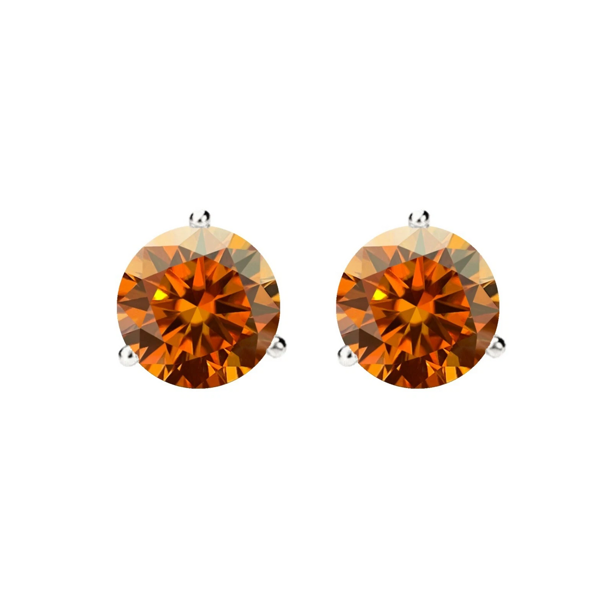 14K Gold GRA CertifiedD-VVS1 Orange Moissanite Screw Back Stud Earrings