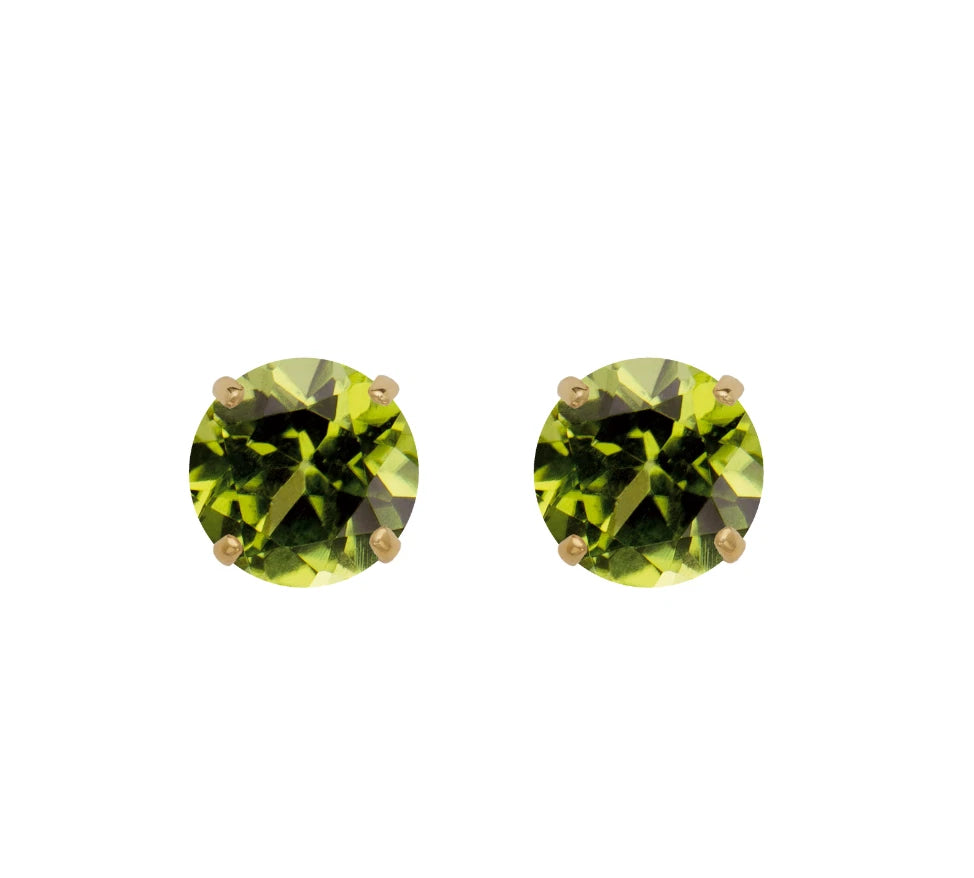14K Yellow Gold Beautiful 5mm Round Birthstone Stud Push Back Earrings for Women