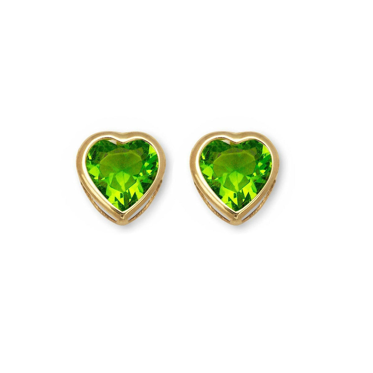 14K Solid Yellow Gold Heart Stud Earrings Birthstone 6mm x 6mm
