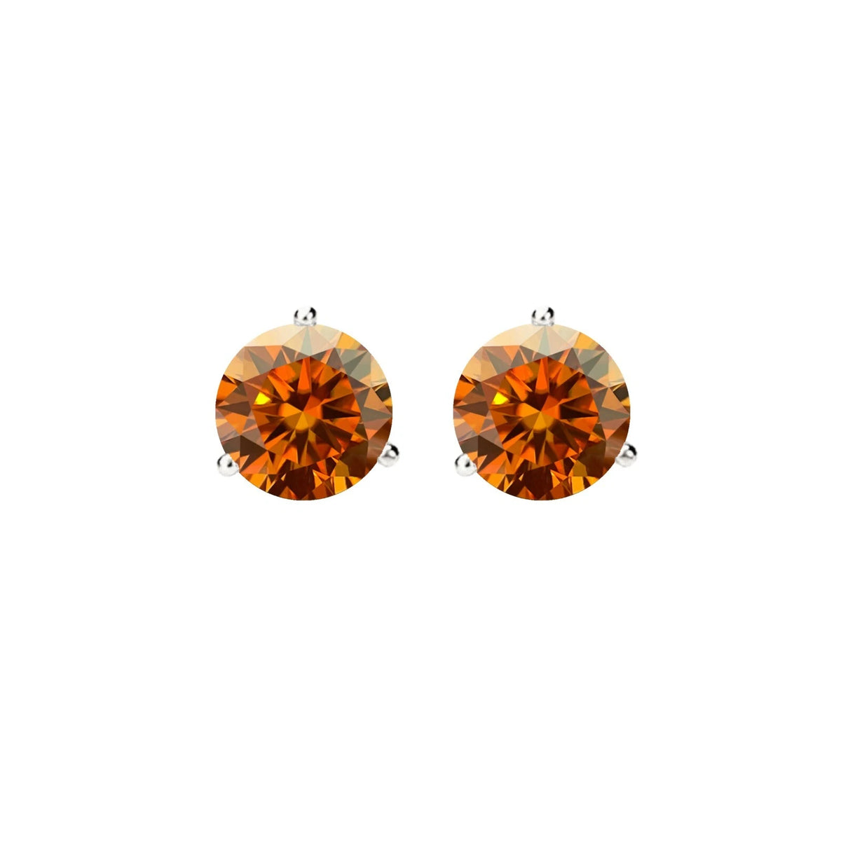 14KGold GRACertifiedD-VVS1 Orange Moissanite Martini PushBack Stud Earrings