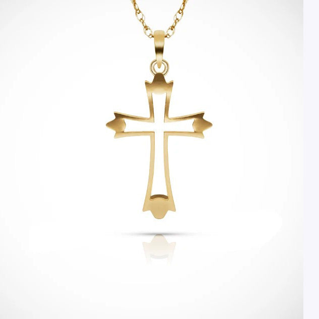 14K Yellow & White Gold Women Cross Pendant